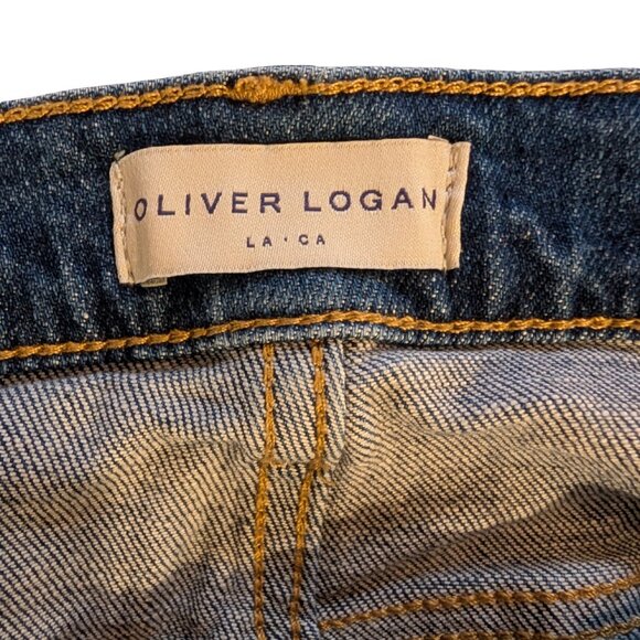 Oliver Logan Women's Size 10 Jeans Blue Crosby Relaxed Taper Distressed Raw Hem - Picture 8 of 9